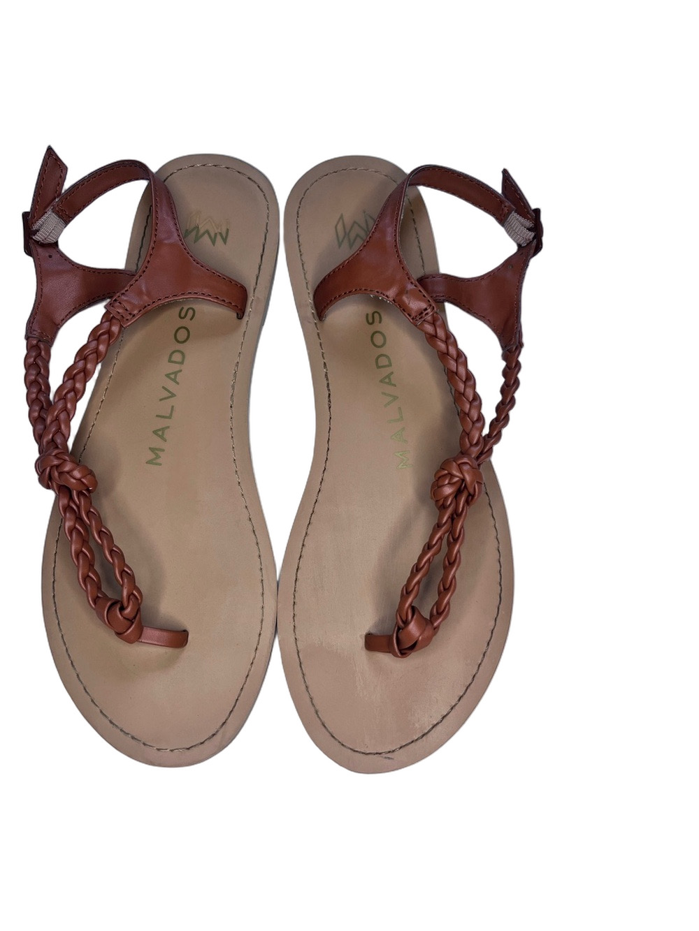 Malvados Brown Braided Women’s T-strap Slingback Sandals Size 7
